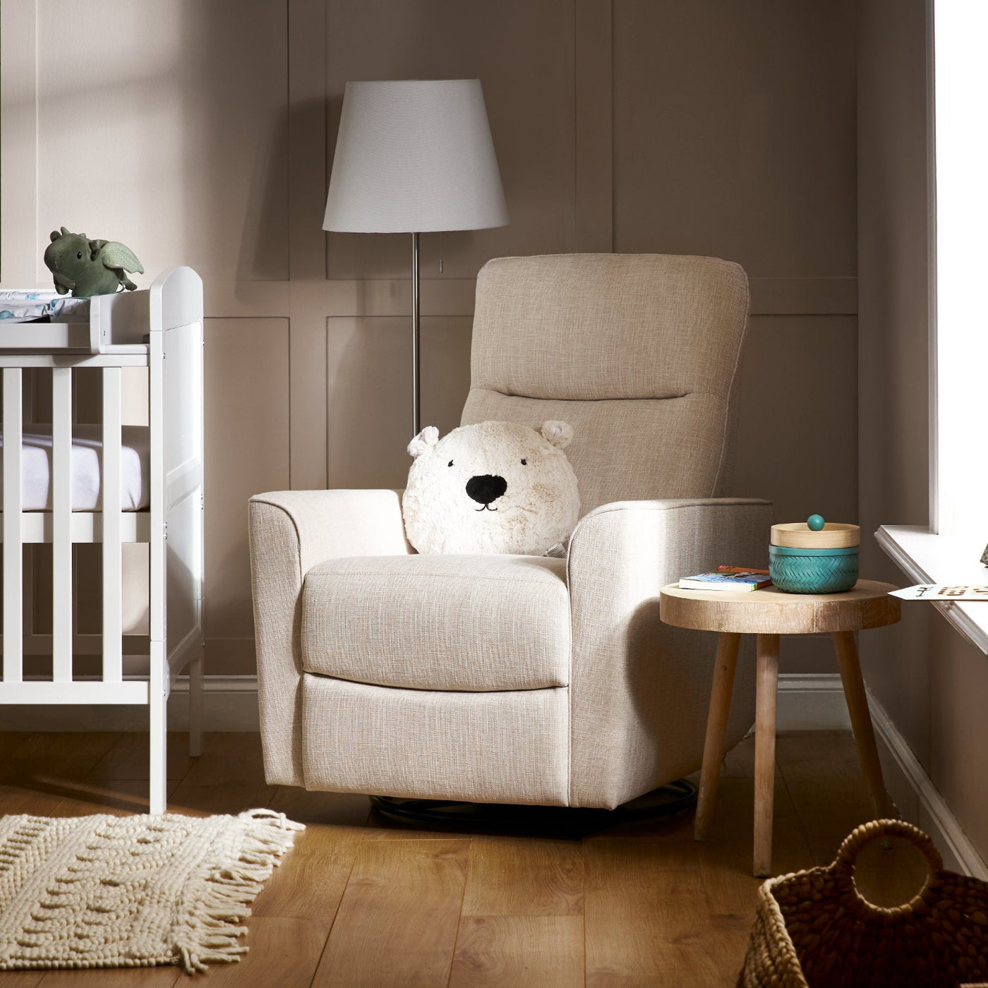 Savannah Swivel Glider Recliner Nursing Chair – Oatmeal