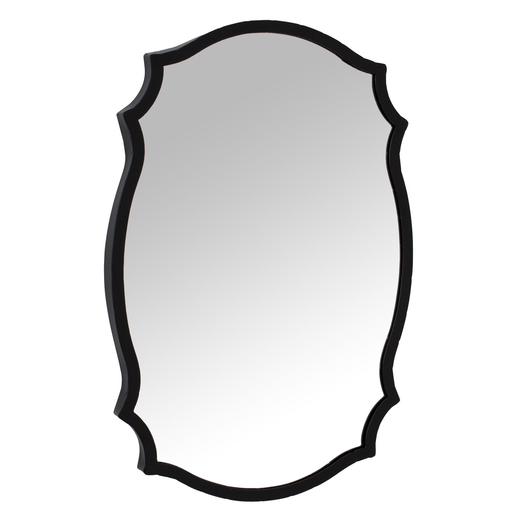 Matt Black Ornate Curved Mirror