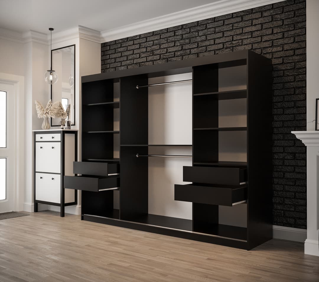 Tilburg I Sliding Door Wardrobe 250cm - Dark Oak