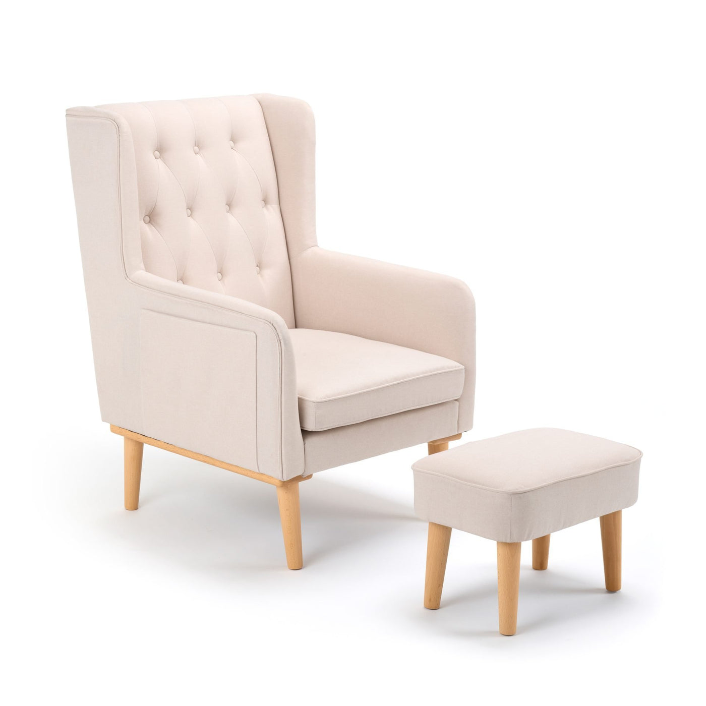 Lux Nursing Chair & Footstool – Converts Rocker to Armchair | Tweed Fabric Beech Wood Frame