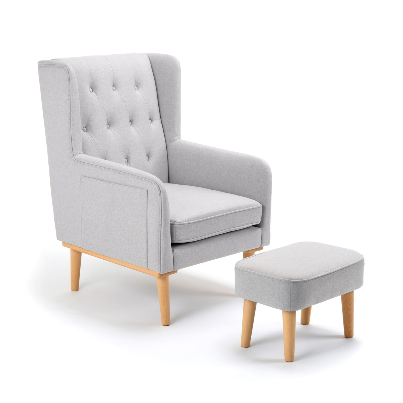 Lux Nursing Chair & Footstool – Converts Rocker to Armchair | Tweed Fabric Beech Wood Frame