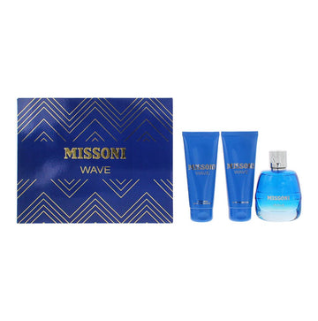Missoni Missoni Wave Gift Set 100ml EDT + 100ml Shower Gel + 100ml Aftershave Balm