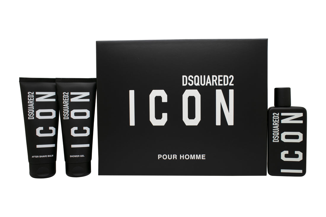DSquared² Icon Pour Homme Gift Set 100ml Eau de Parfum + 100ml Shower Gel + 100ml Aftershave Balm