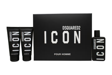 DSquared² Icon Pour Homme Gift Set 100ml Eau de Parfum + 100ml Shower Gel + 100ml Aftershave Balm