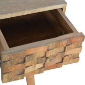 Tile Carved Open Slot Writing Desk | Oak Solid Mango Wood Hand-Carved