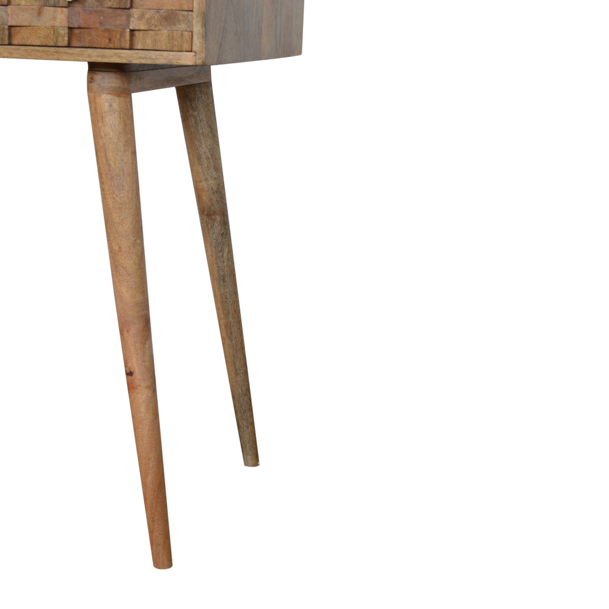 Tile Carved Open Slot Writing Desk | Oak Solid Mango Wood Hand-Carved