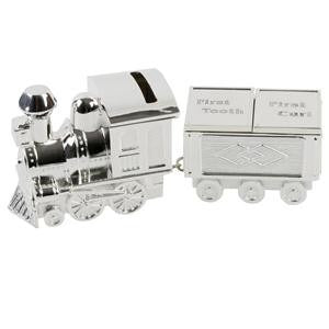 Silver Plated Train Money Box with carriage for First Tooth/Curl