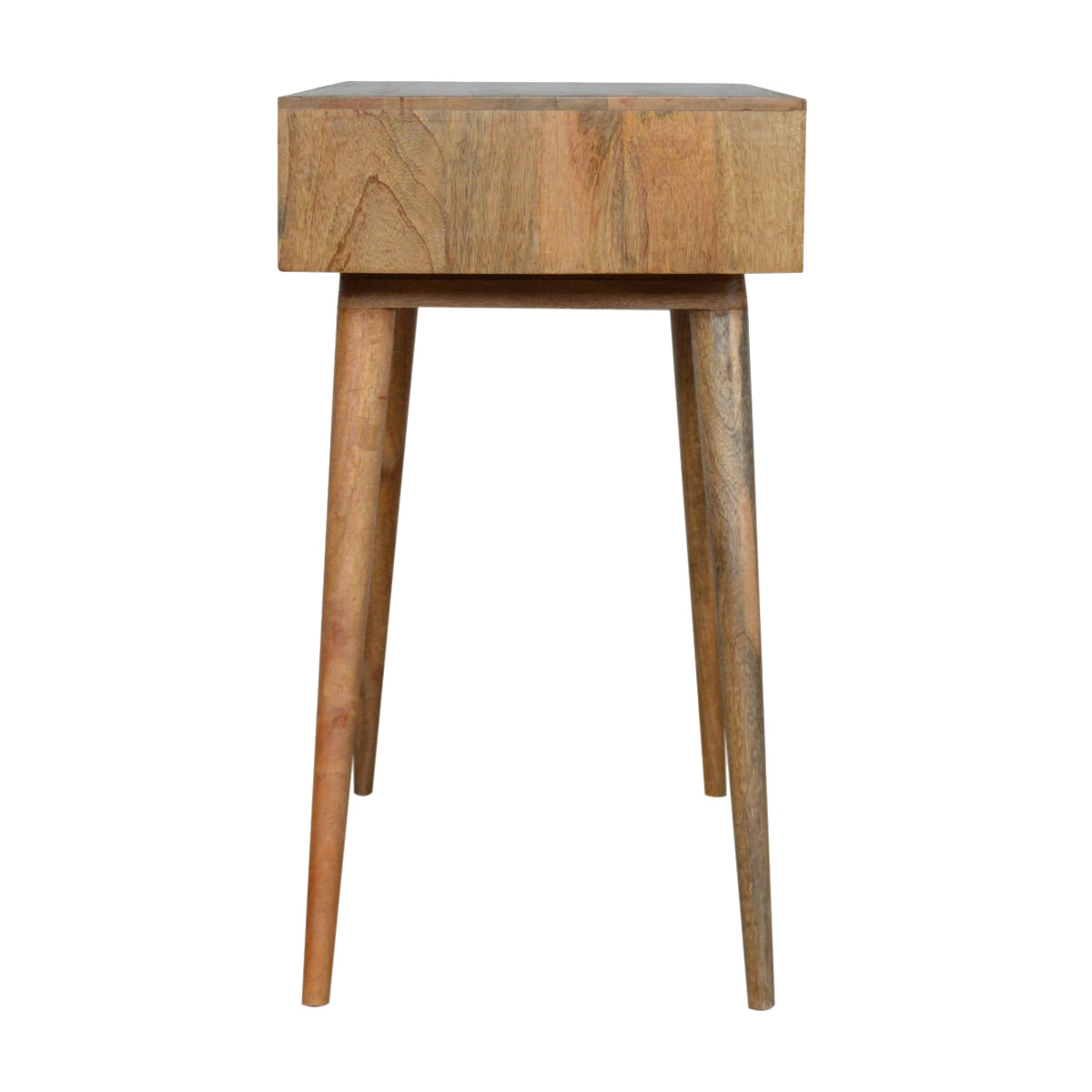 Tile Carved Open Slot Writing Desk | Oak Solid Mango Wood Hand-Carved