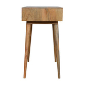 Tile Carved Open Slot Writing Desk | Oak Solid Mango Wood Hand-Carved