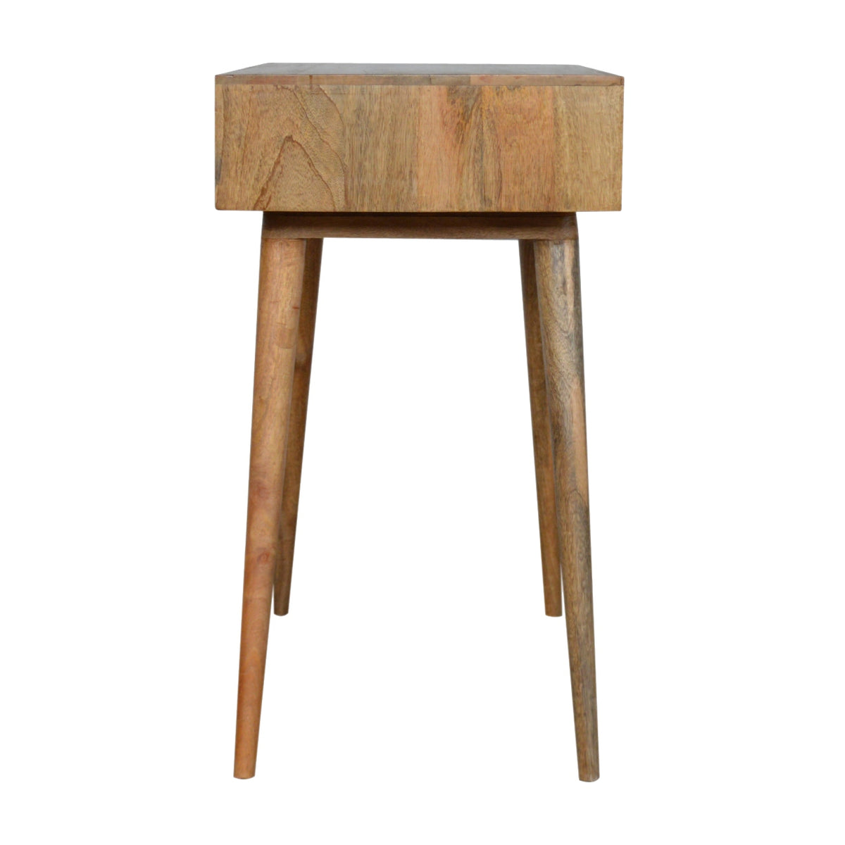 Tile Carved Open Slot Writing Desk | Oak Solid Mango Wood Hand-Carved
