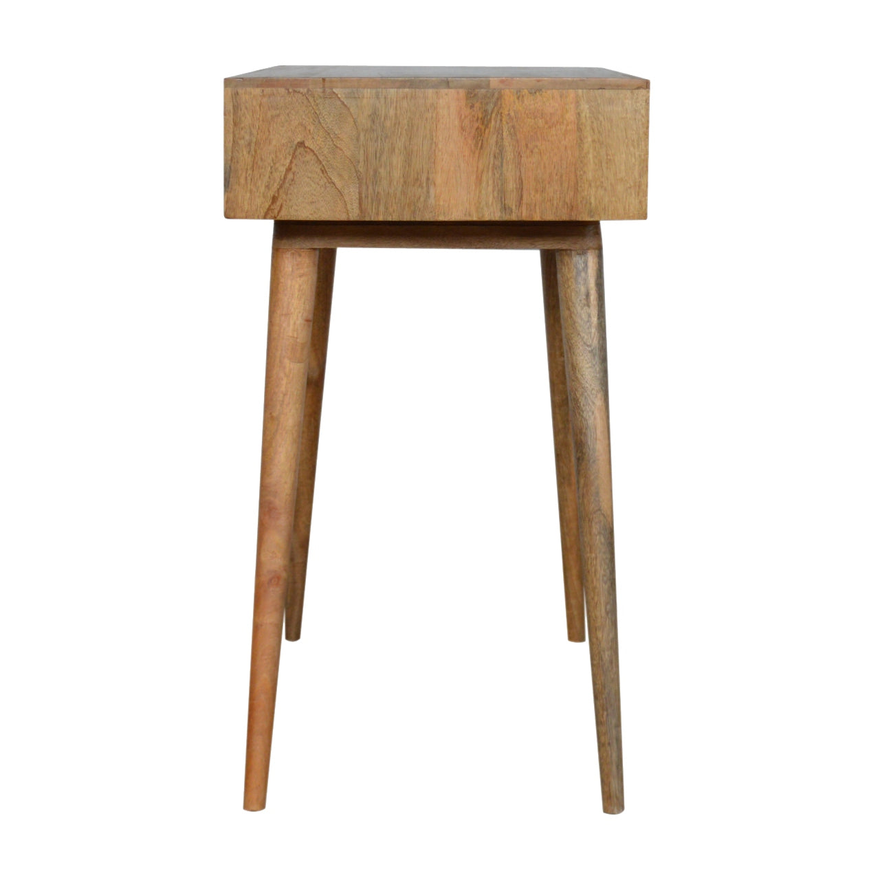 Tile Carved Open Slot Writing Desk | Oak Solid Mango Wood Hand-Carved