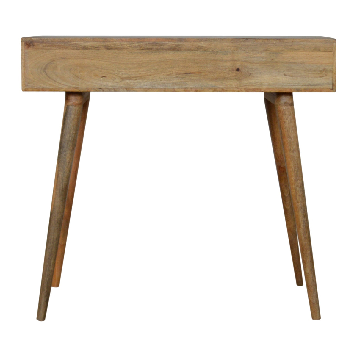 Tile Carved Open Slot Writing Desk | Oak Solid Mango Wood Hand-Carved