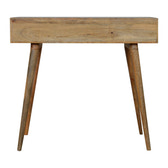 Tile Carved Open Slot Writing Desk | Oak Solid Mango Wood Hand-Carved