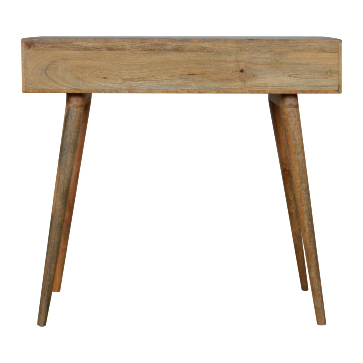 Tile Carved Open Slot Writing Desk | Oak Solid Mango Wood Hand-Carved