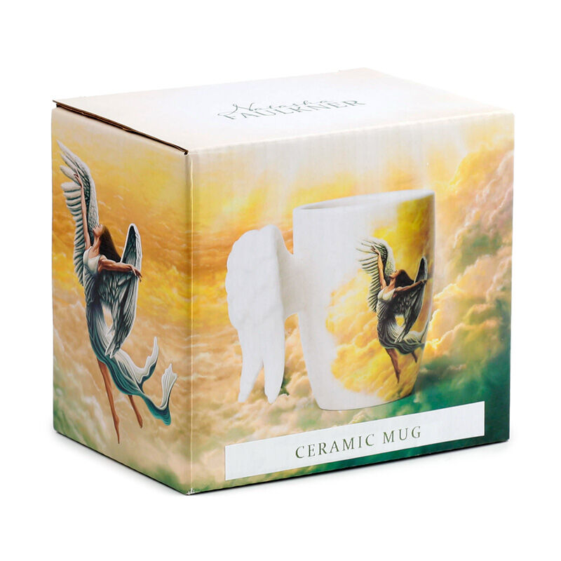Shaped Handle Ceramic Mug - Angel Wings