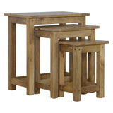 Solid Wood Stool Set of 3 Footstool