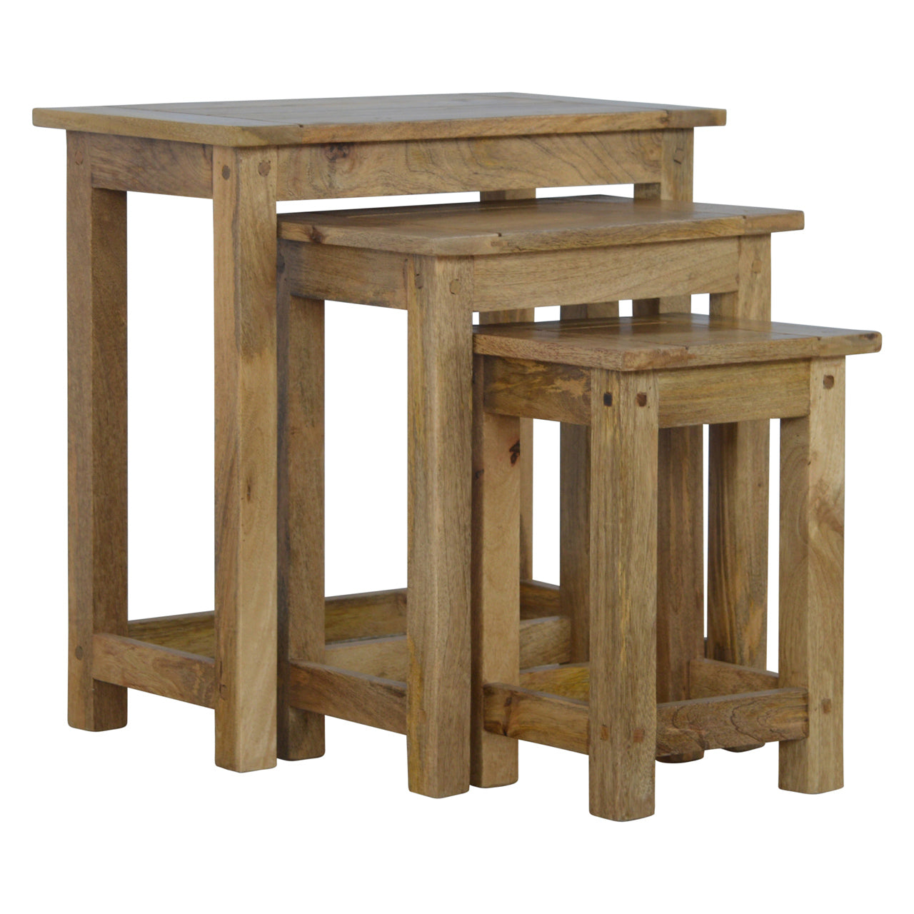 Solid Wood Stool Set of 3 Footstool