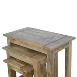 Solid Wood Stool Set of 3 Footstool