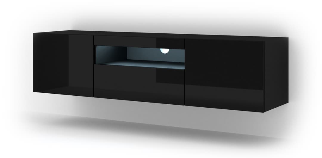 Aura TV Cabinet 150cm - Black Gloss / Living Room