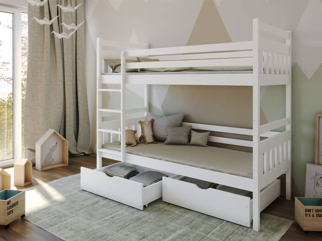 Single (3ft) Solid Pine Bunk Bed with 2 Storage Drawers