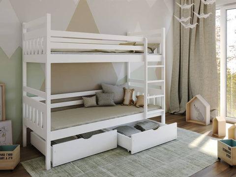 Adas Single (3ft) Solid Pine Bunk Bed with 2 Storage Drawers