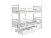 Solid Pine Bunk Bed with 2 Storage Drawers – Single 3ft | Kids Space Saving Bed Universal Ladder