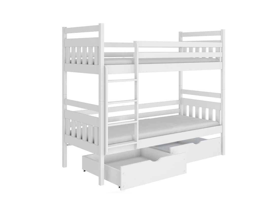Solid Pine Bunk Bed with 2 Storage Drawers – Single 3ft | Kids Space Saving Bed Universal Ladder