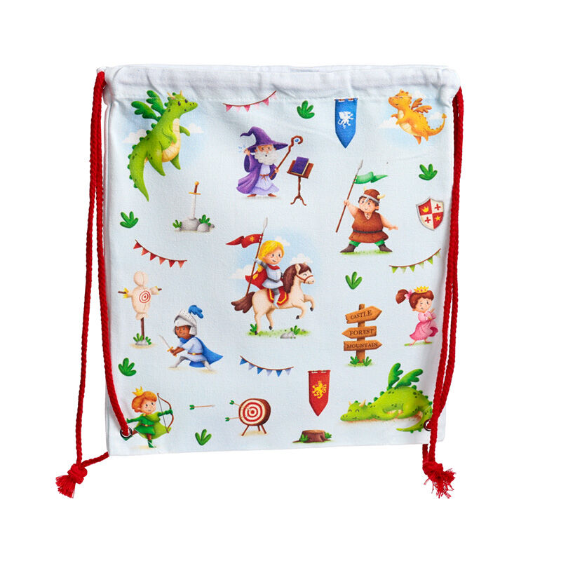 Drawstring Canvas Bag - Knights & Dragons