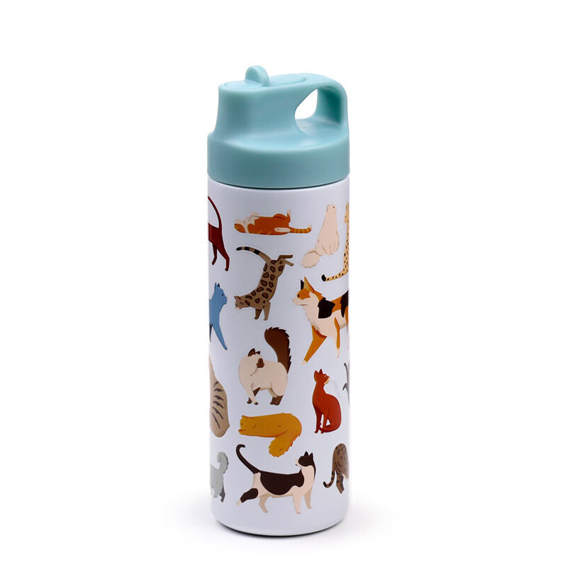 Reusable Insulated Flip Top Drinks Bottle 500ml - Feline Fine Cats