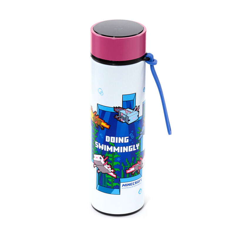 Reusable Insulated Drinks Bottle Digital Thermometer - Minecraft Axolotl