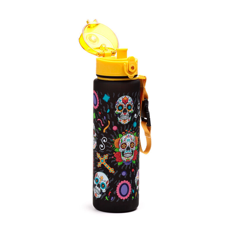 600ml Shatterproof Pop Top Water Bottle - Day of the Dead
