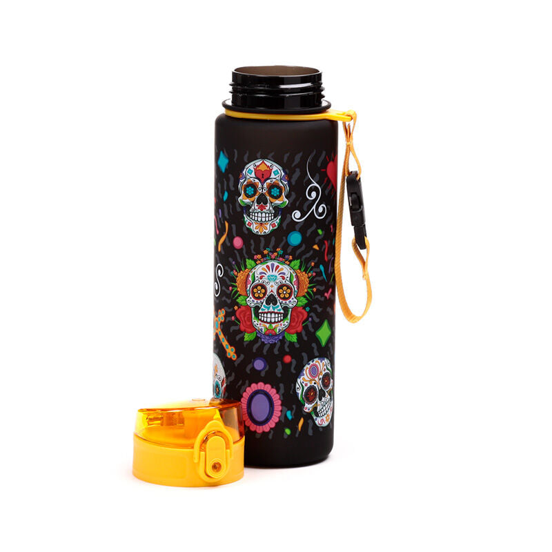 600ml Shatterproof Pop Top Water Bottle - Day of the Dead