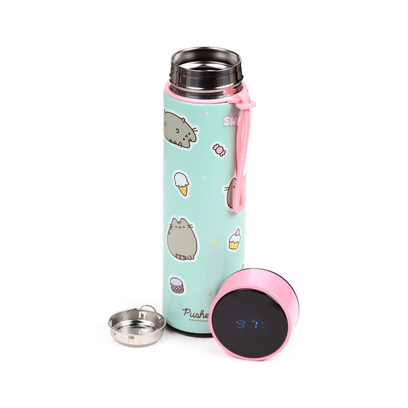 Reusable Insulated Drinks Bottle Digital Thermometer - Pusheen the Cat Sweets