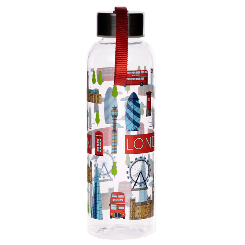 Reusable Water Bottle with Metallic Lid - London Icons