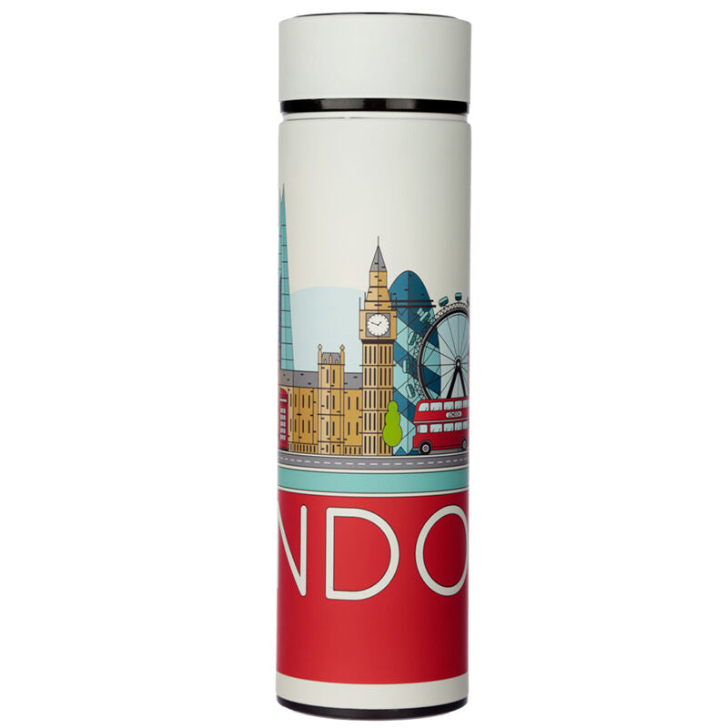 Reusable Insulated Drinks Bottle Digital Thermometer - London Icons