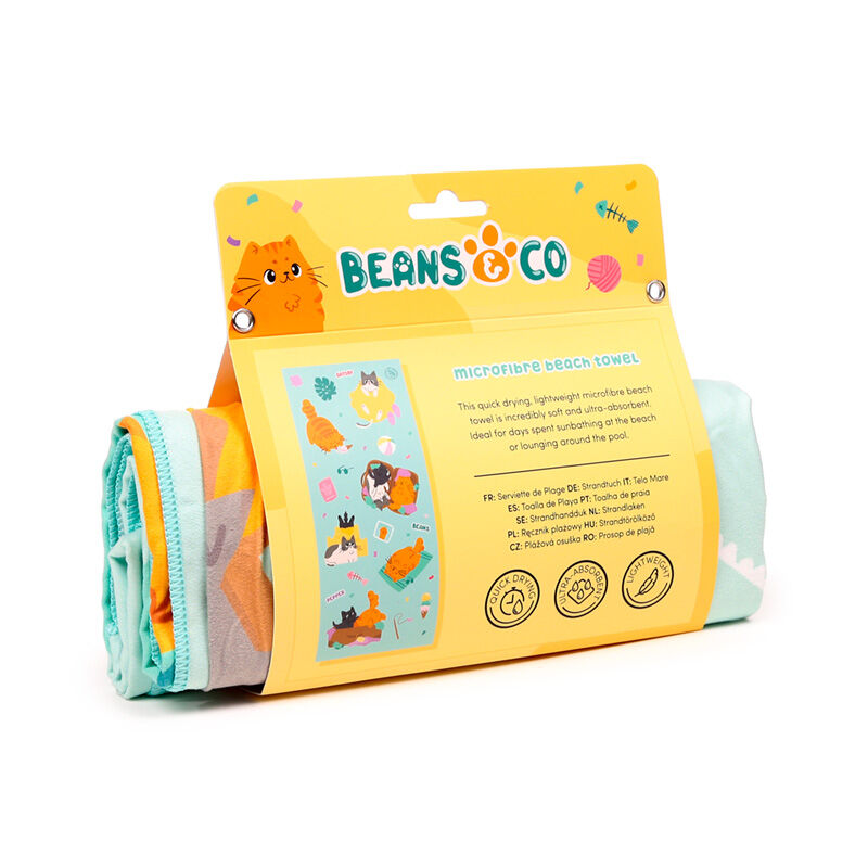 Microfibre Beach Towel - Beans & Co Cats