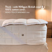 British Wool Mattress Topper | Natural Breathable Cotton Cover