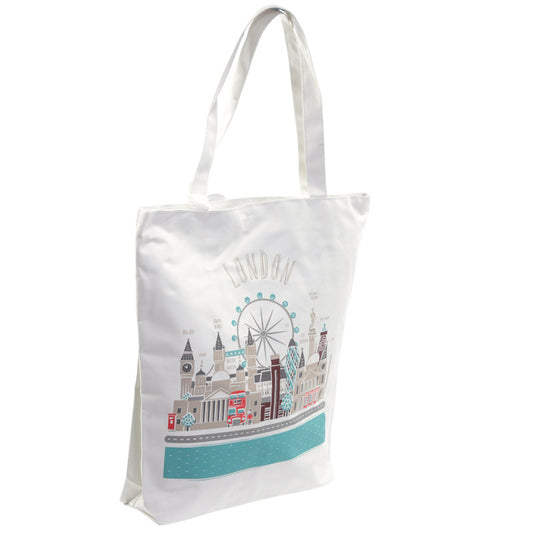 Handy Cotton Zip Up Shopping Bag - London Icons