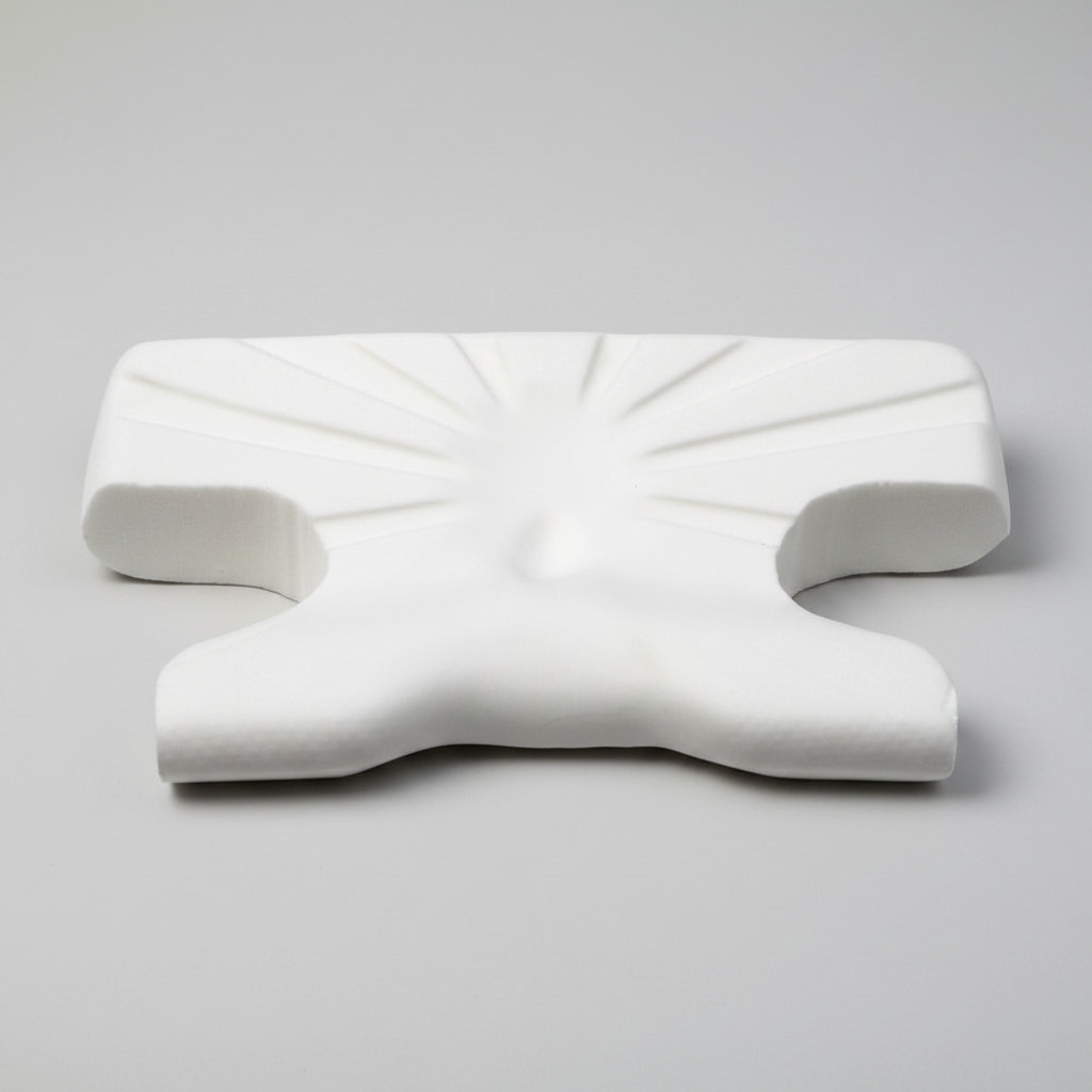 Contoured CPAP Pillow with C-Shaped Cut-Outs for Mask Users