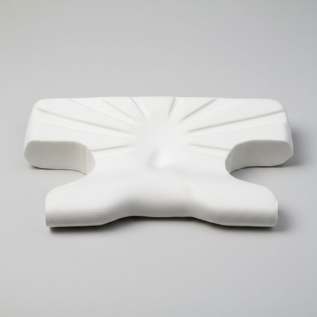 Contoured CPAP Pillow with C-Shaped Cut-Outs for Mask Users
