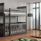 Solid Pine Bunk Bed with Toddler Cot Graphite