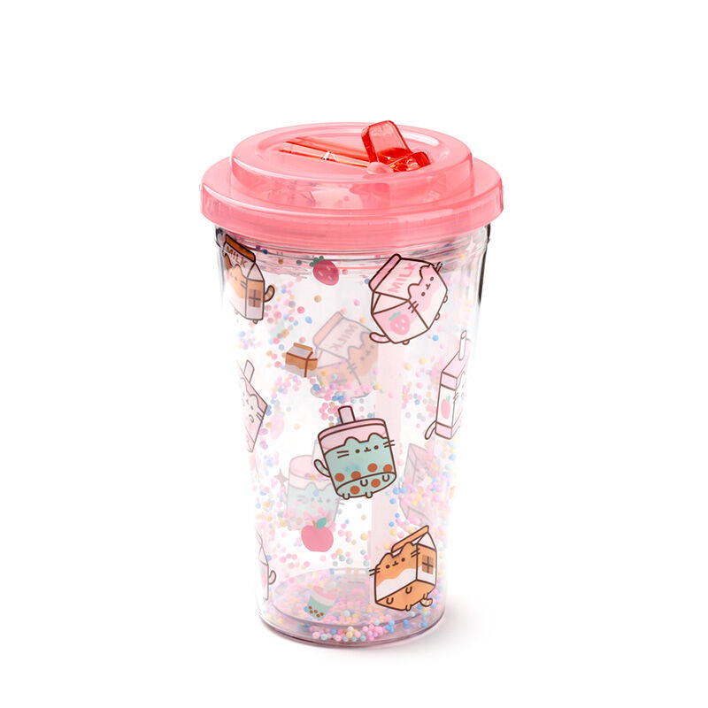 Shatterproof Double Walled Cup with Lid and Straw - Pusheen Sips