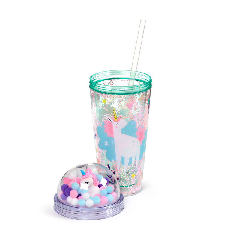 Double Walled Cup with Lid, Straw & Charms - Unicorn Magic