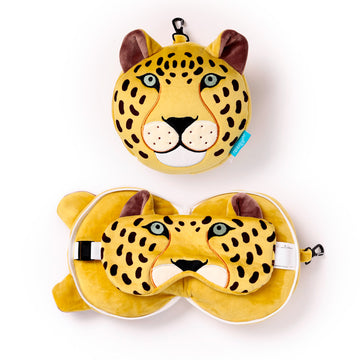 Relaxeazzz Travel Pillow & Eye Mask - Leopard
