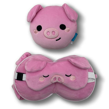 Relaxeazzz Travel Pillow & Eye Mask  - Oscar the Pig