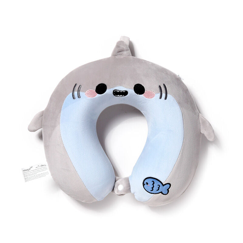 Relaxeazzz Plush Memory Foam Travel Pillow - Adoramals Archie the Shark