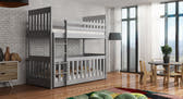 Solid Pine Bunk Bed with Toddler Cot – Single & Cot | Kids & Baby Bunk Bed 90kg Weight Limit Grey Matt