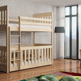 Solid Pine Bunk Bed with Toddler Cot Pine