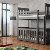 Solid Pine Bunk Bed with Toddler Cot Graphite Foam Mattresses