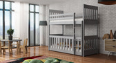 Solid Pine Bunk Bed with Toddler Cot Grey Matt Foam Mattresses